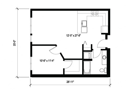 Stack House Apartments in Seattle, Washington 1x1 Floor Plan